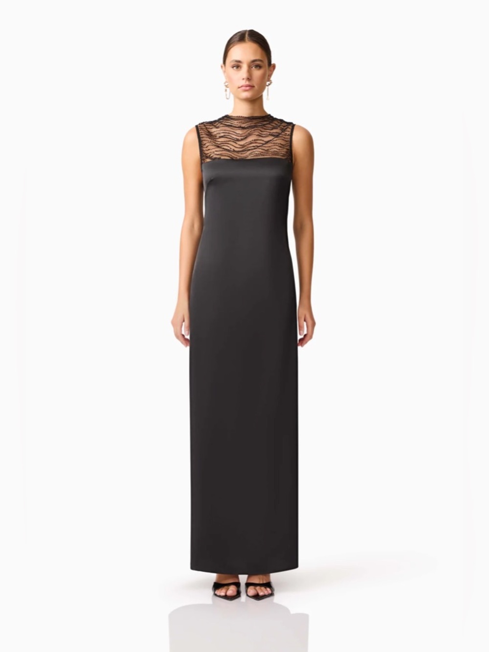 NWT Elliatt black satin Margot gown